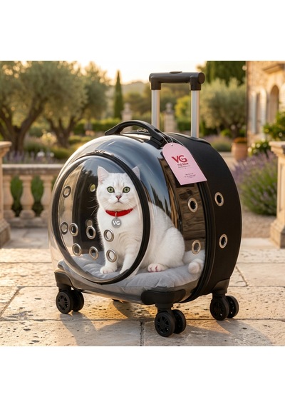 Vg Premium Şeffaf Panoramik Kedi Taşıma Valizi Xl