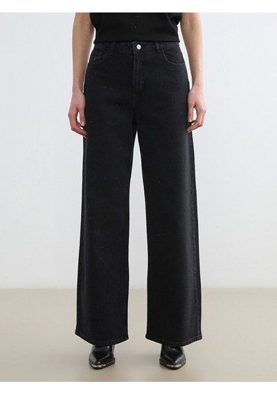 Lcw Modest Gri Taşlı Wideleg Kadın Jean Pantolon