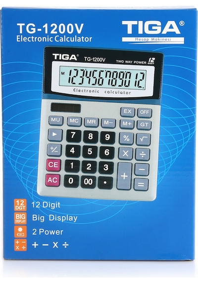 Tiga Tg-1200V 12 Haneli Hesap Makinesi Gt İşlem Kontrolü
