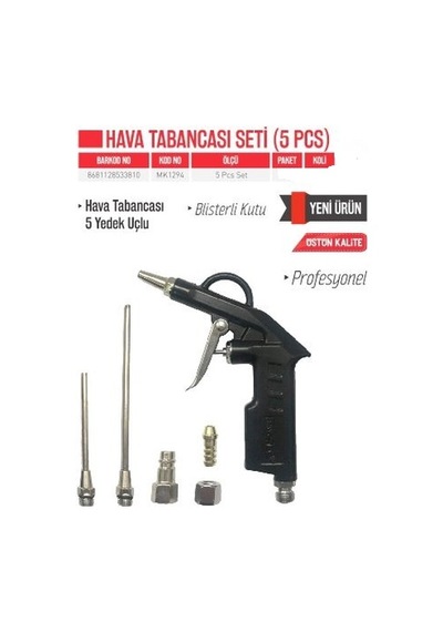 Hava Seti 5 Parça Hava Tabancası Seti Profesyonel Kompresör  Seti