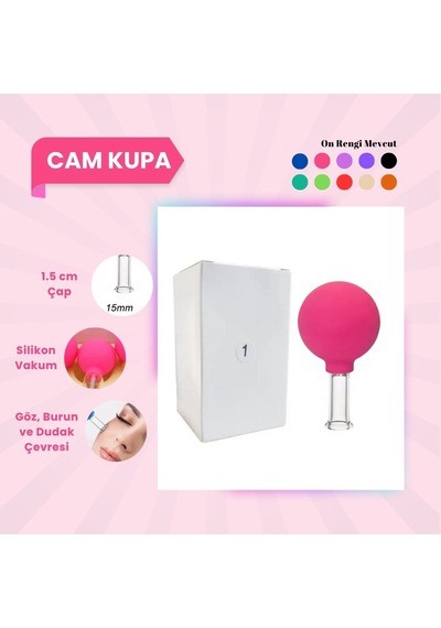 Silikon Vakumlu Cam Yüz Masaj Kupası No:1 Pembe Çok Renkli