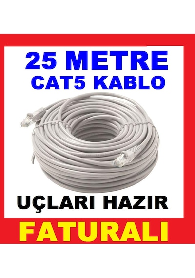25 Metre Cat5 Internet Ethernet Kablosu Bilgisayar Modem Pc