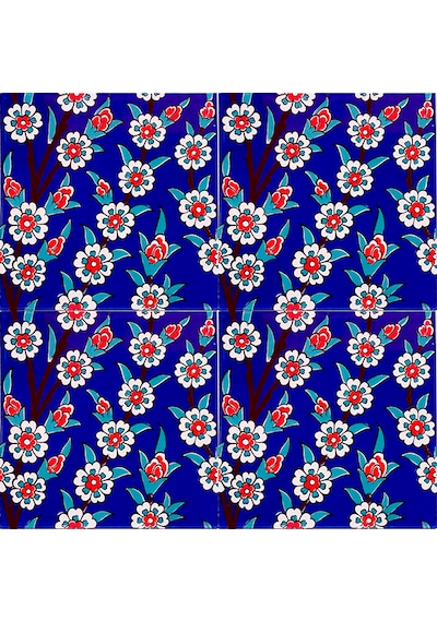 Armada Çini 20x20 Cm Ac 60 Kobalt Papatya Kütahya Çini Desenli Ka