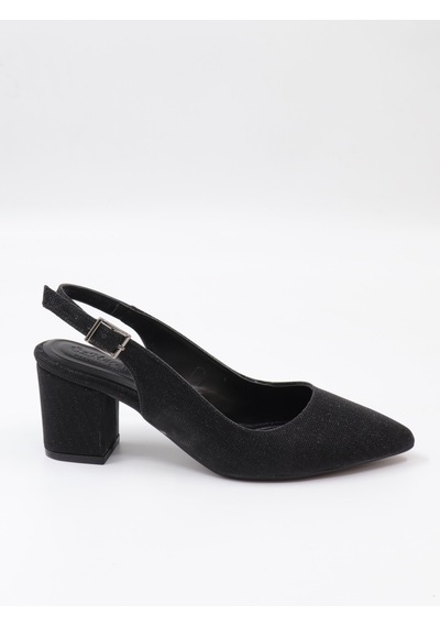 Nesilshoes Nesil Shoes Özma 7004-1 Siyah Simli Kadın Sandalet