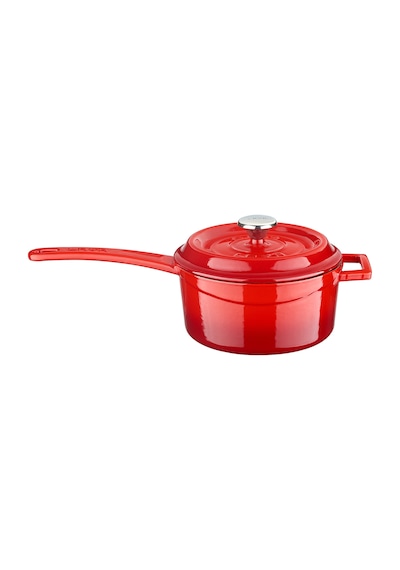 Lava Döküm Yuvarlak Sos Tenceresi 16 cm, İç Krem,- Kırmızı