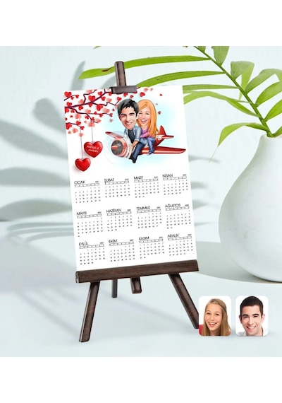 Bk Gift Kişiye Özel 15x21 Cm Fotoğraf Kartlı Sevgililer Karikatürlü Şövaleli 2023 Takvim -11