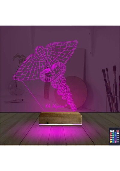 Luvivia Doktor Tıp Logo Kişiye Özel 3d Lamba - Masa Gece Lambası V3 Şeffaf