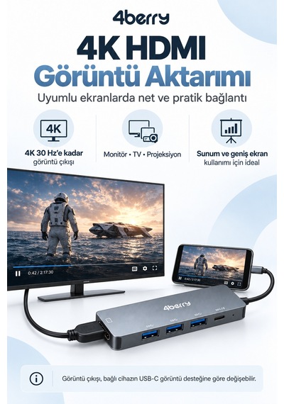 Kd5 5 İ 1 Arada Usb-c Hub 4k Hdmı, Usb Çoklayıcı Ve Pd Şarj Desteği