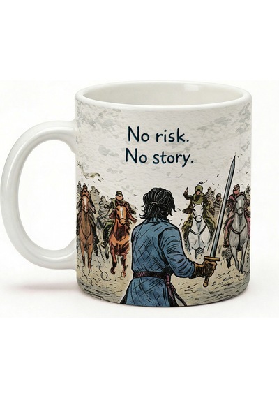 No Risk No Story Yazılı Kupa Bardak - Motivasyon Tasarım Baskılı Seramik Hediye Kupa Bardak Çok Renkli