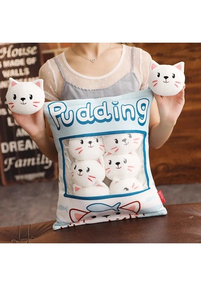 Tineke 8 Li Peluş Kedi Yastığı Seti Minik Yumuşak Kedi Oyuncağı Ve Uyku Arkadaşı Beyaz