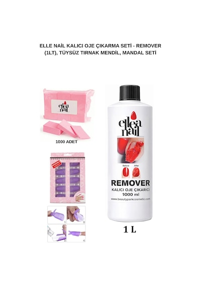 Kalıcı Oje Sökücü Remover 1 Litre Ve Tüy Bırakmayan Tırnak Pedi 1000'li Set