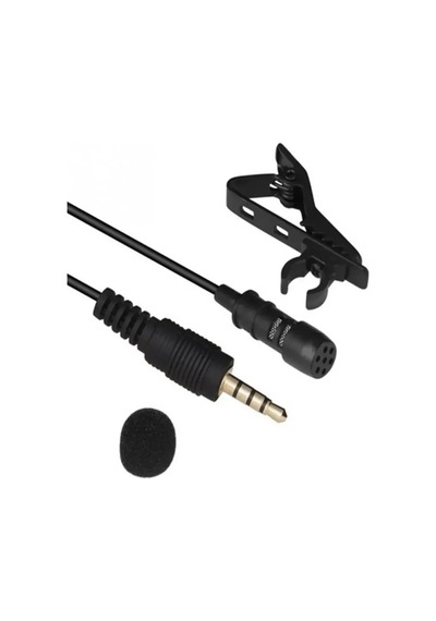 Öğretim 1.5 M Mini Yaka Mikrofonu Tip C Metal Klip Yaka Mikrofonu 3.5mm Black 1.5m