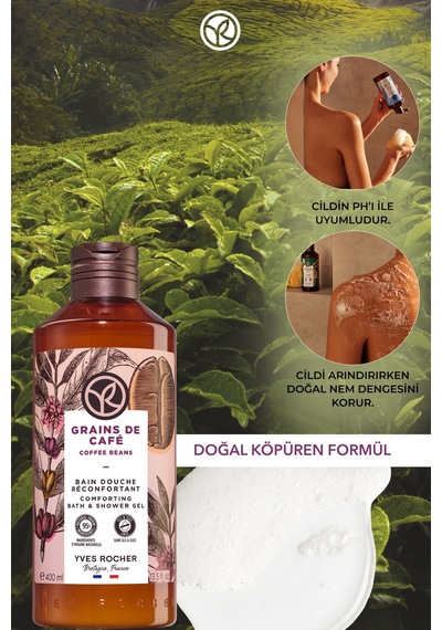 Yves Rocher Duş Jeli - Nemlendirici Aromatik Kahve Çekirdeği - Sls,sles İçermez,vegan-400ml Diğer