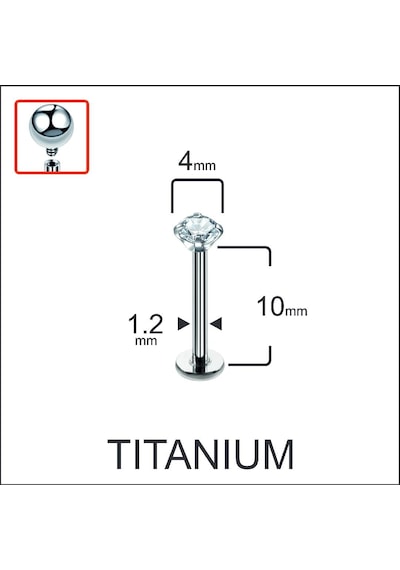Yüksek Kalite G23 Titanium Pırlanta Modeli Dudak Piercingi Titanyum Piercing Beyaz