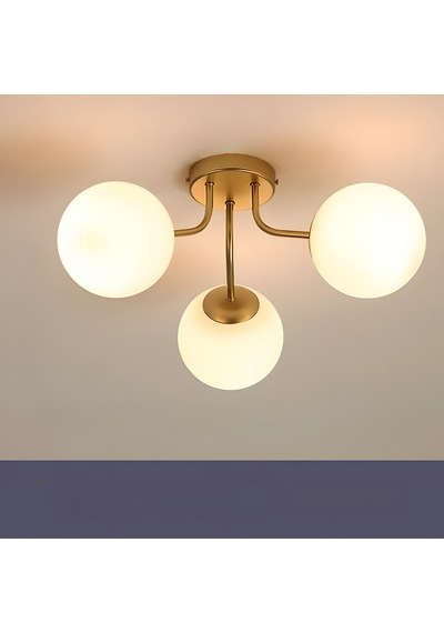 Camlı Modern Mutfak Yatak Odası Salon 3 Lü Avize 4139-m62-5y-br3 Gold
