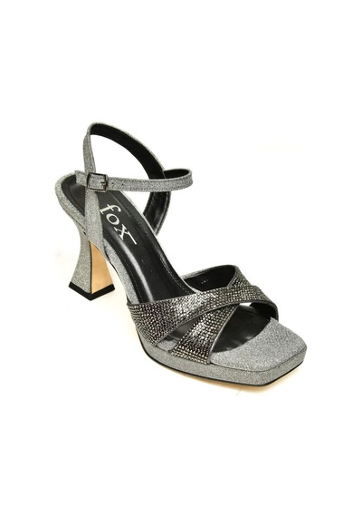 Fox Shoes S569321014 Platin Sim Kalın Topuklu Kadın Ayakkabı Platin