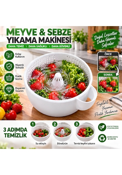 Meyve Sebze Yıkama Makinesi Beyaz