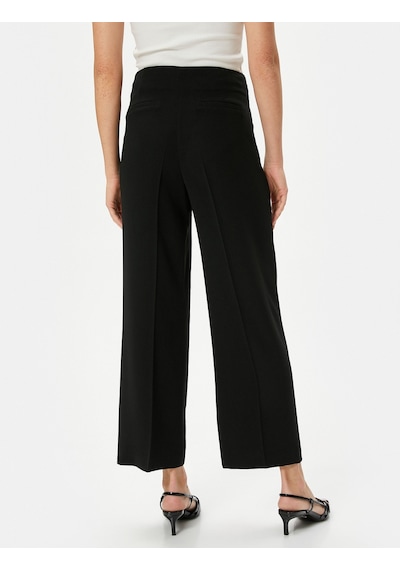 Koton Bol Paça Pantolon Metal Kemer Detaylı Normal Bel Siyah 4sak40072ew 4SAK40072EW999 Siyah