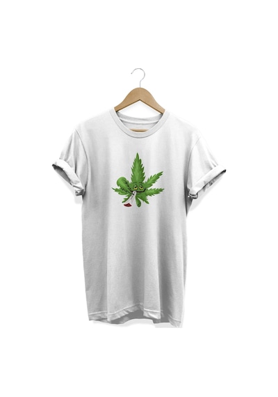 Yaprak Baskılı Beyaz T-shirt Beyaz