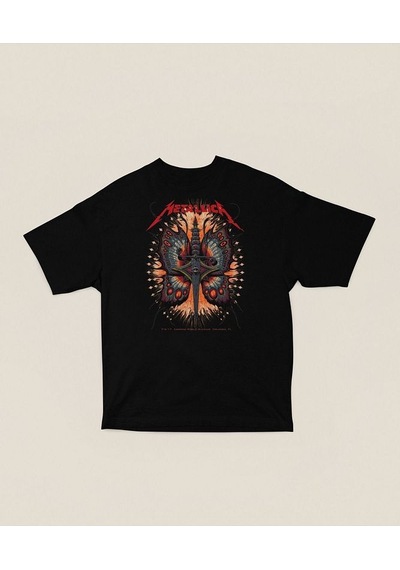 Tasarım Metallica Rock Metal Müzik Grubu Baskılı Unisex Oversize Siyah