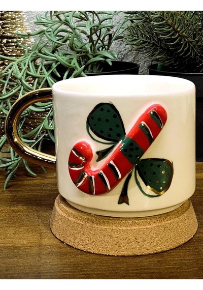 24 Ayar Altın Dekorlu,yeni Yıl Yılbaşı Noel Baston Şeker Kabartmalı, El Yapımı Hediyelik Mug Beyaz - Çok Renkli 24 Ayar Altın Dekorlu,yeni Yıl Yılbaşı Noel Baston Şeker Kabartmalı, El Yapımı Hediyelik Mug Beyaz - Çok Renkli