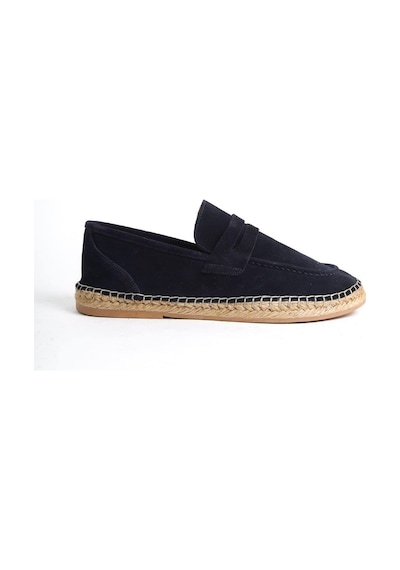 Mubiano Hakiki Deri Summer Erkek Jüt Taban Lacivert Süet Espadril & Loafer -mssr1274-lcv Lacivert