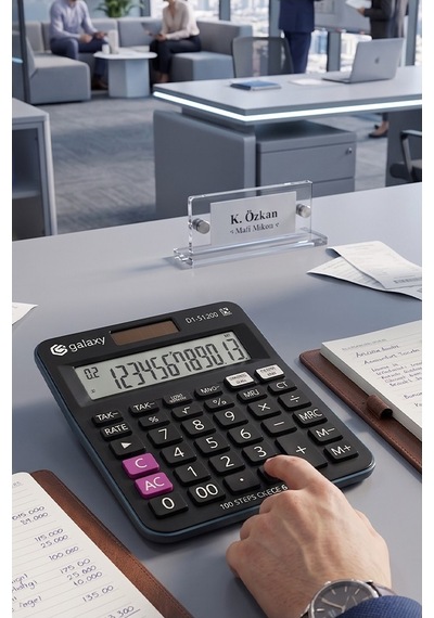 Hesap Makinesi Siyah 12x14.5 Cm 1 Adet Galaxy Gx-5120d 12 Haneli Orta Boy Ofis Büro Masaüstü Hesap Makinası