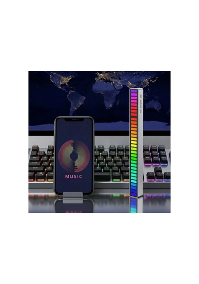 Trobus Sese Duyarlı Rgb Ambiyans Işık Barı Led Araç Torpido Üstü Siyah