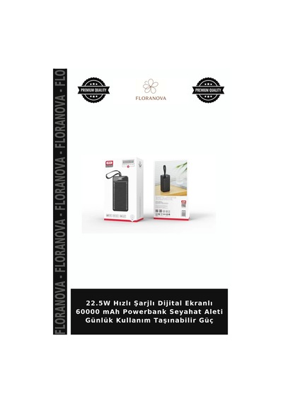 22.5w Hızlı Şarjlı Dijital Ekranlı 60000 Mah Powerbank Seyahat Aleti Günlük Kullanım Taşınabilir Güç Çok Renkli