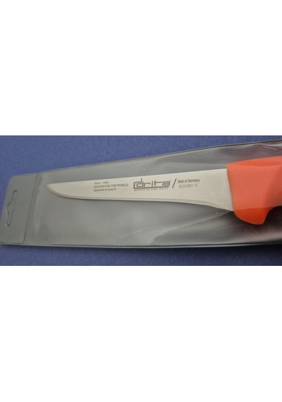 Fibrox Kaymaz Saplı Düz Kasap Kemik Sıyırma Bıçağı 15 Cm Hulusi - Drita Bıçak 16mm X 150mm X 2.5mm 10351.15 Turuncu Renk