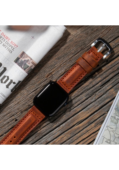 vagave Apple Uyumlu  Watch 42 44 45 49 MM Ultra Deri Kordon- Taba
