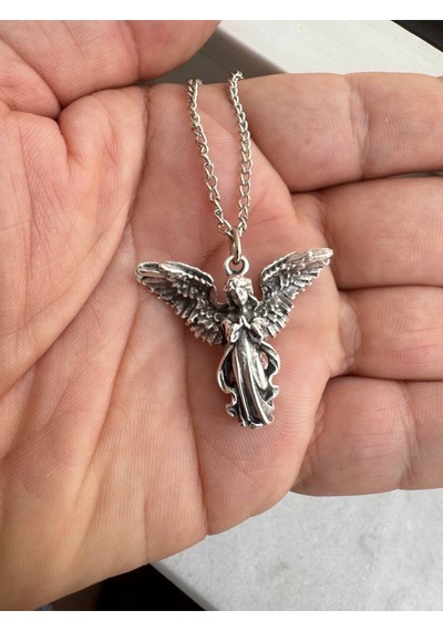 Kanatlı Seraph Figürlü Unisex Kolye Altıncı Boyutun Melek Sembolü, Spiritüel Ve Gotik Tasarım Çok renkli