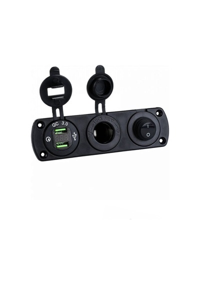 Shuıvan Kombine Şarj Paneli İkili Usb - 12v Çakmak Söketi - On Off Anahtar-1949
