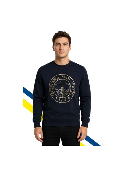 Fenerbahçe Erkek Trıbun Altın Logolu Sweat Lacivert