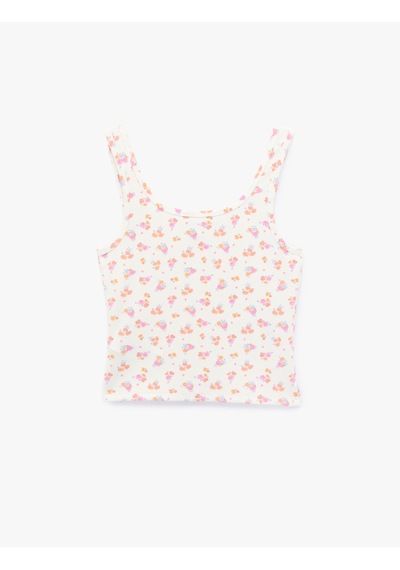 Koton Yuvarlak Yaka Çiçekli Askılı Pijama Üstü Lila Desenli 6slk90041mk