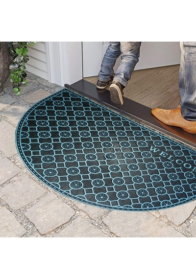 Myfloor Mavi Welcome Yazılı Toz Ve Çamur Sıyırıcı Kauçuk Kapı Önü Paspası