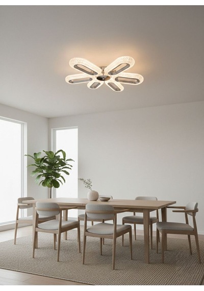 Eclipse Model 6 "lı Gümüş 3 Renk Modu Ledli Modern Tavana Sıfır Salon Mutfak Yatak Odası Led Avize Altın