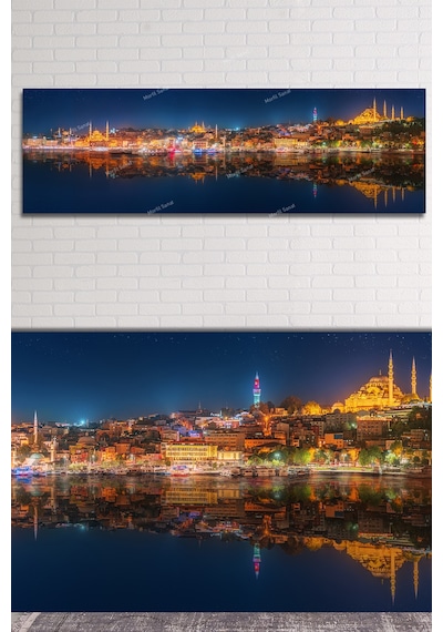 İstanbul Gece Muhteşem Manzara Kanvas Tablo 180 x 65