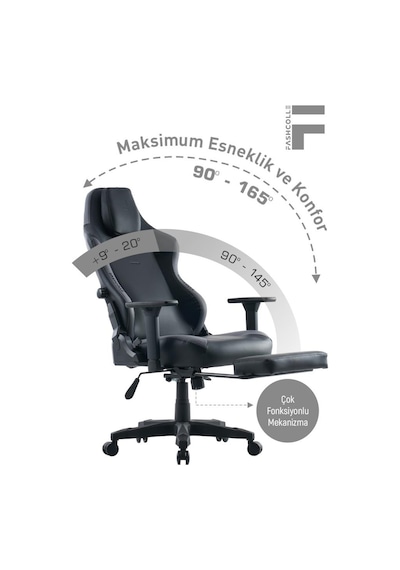Fashcolle Globe Pro Black-grey Oyuncu Koltuğu Gri - Siyah