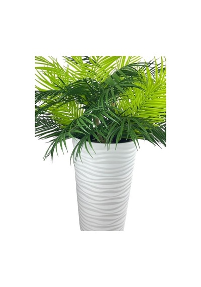 Yapay Çiçek Areka Salon Bitkisi Beyaz Uzun Kumsal Vazoda 130cm 45yaprak