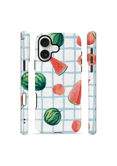 Apple iPhone Uyumlu 16 Vorian Çift Katmanlı Kılıf Watermelon Grid