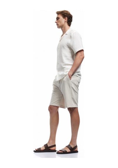 Koton Düğmeli Bermuda Oversize Chino Şort Bej 5sam40137hw Ekru