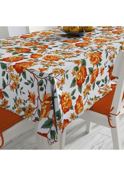 Orange Lotus Masa Örtüsü -turuncu Çok Renkli