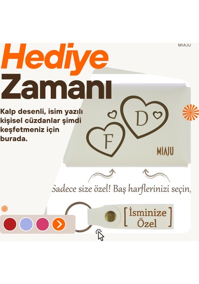 Miaju Açık Mavi, İsme Ve Harfe Özel Kalpli Cüzdan Ve Anahtarlık Set, Sevgililer Günü Aşkını Ölümsüzleştir Açık Mavi
