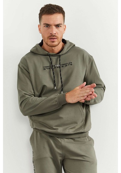 Tommy Life Çağla Kapüşonlu Kanguru Cep Lastik Paça Erkek Oversize Eşofman Takımı - 85117 Yeşil
