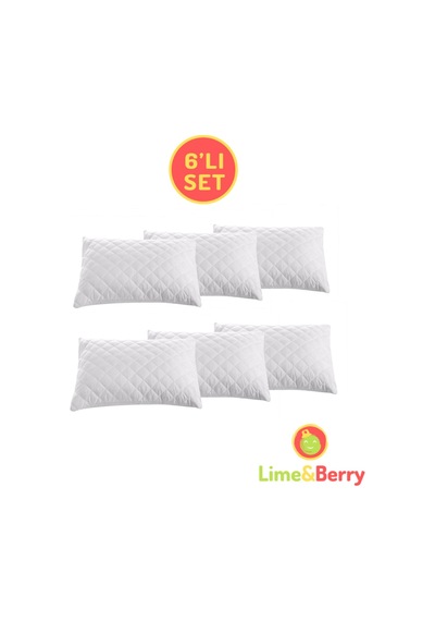 Lime&berry 6'lı Set Yastık Koruyucu,kapitone Desenli Yastık Alezi, 50x70 Cm Beyaz