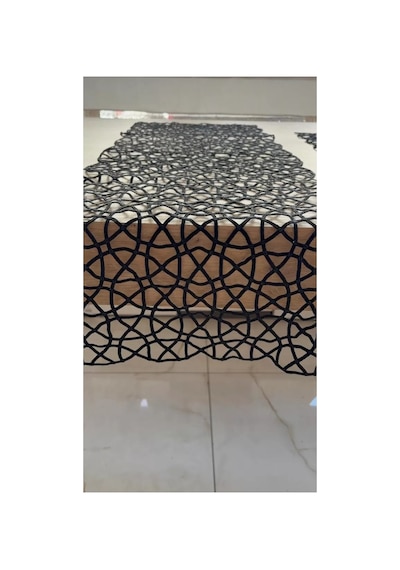 Salon Takımı Angles Çeyizlik Siyah Runner Set 5 Parça İşlemeli Ranır Masa Sehpa Konsol Örtüsü Çok Renkli