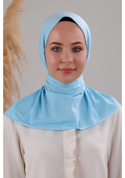 Melodi Scarf Kadın Tesettür Pratik Çıtçıtlı Sandy Fular Hazır Şal Bebe Mavisi Bebe Mavisi