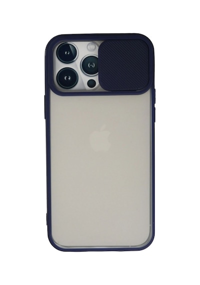 Apple İphone 13 Pro Max Kılıf Palm Buzlu Kamera Sürgülü Silikon - Lacivert
