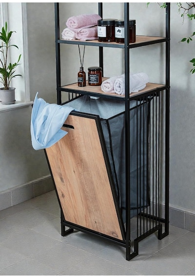 Dekoratif Kirli Sepetli Banyo Dolabı Ahşap Raflı Metal Gövdeli 4 Raflı Çamaşır Sepeti Banyo Düzenleyici Organiz Diğer Dekoratif Kirli Sepetli Banyo Dolabı Ahşap Raflı Metal Gövdeli 4 Raflı Çamaşır Sepeti Banyo Düzenleyici Organiz Diğer
